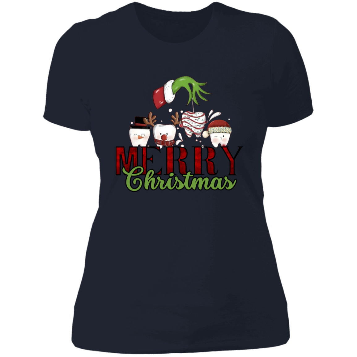 Comfort Colors Christmas Teeth Shirt -Cute Dental Gift for Dentist - Holiday Tee with Dental Squad Design Ladies' Boyfriend T-Shirt